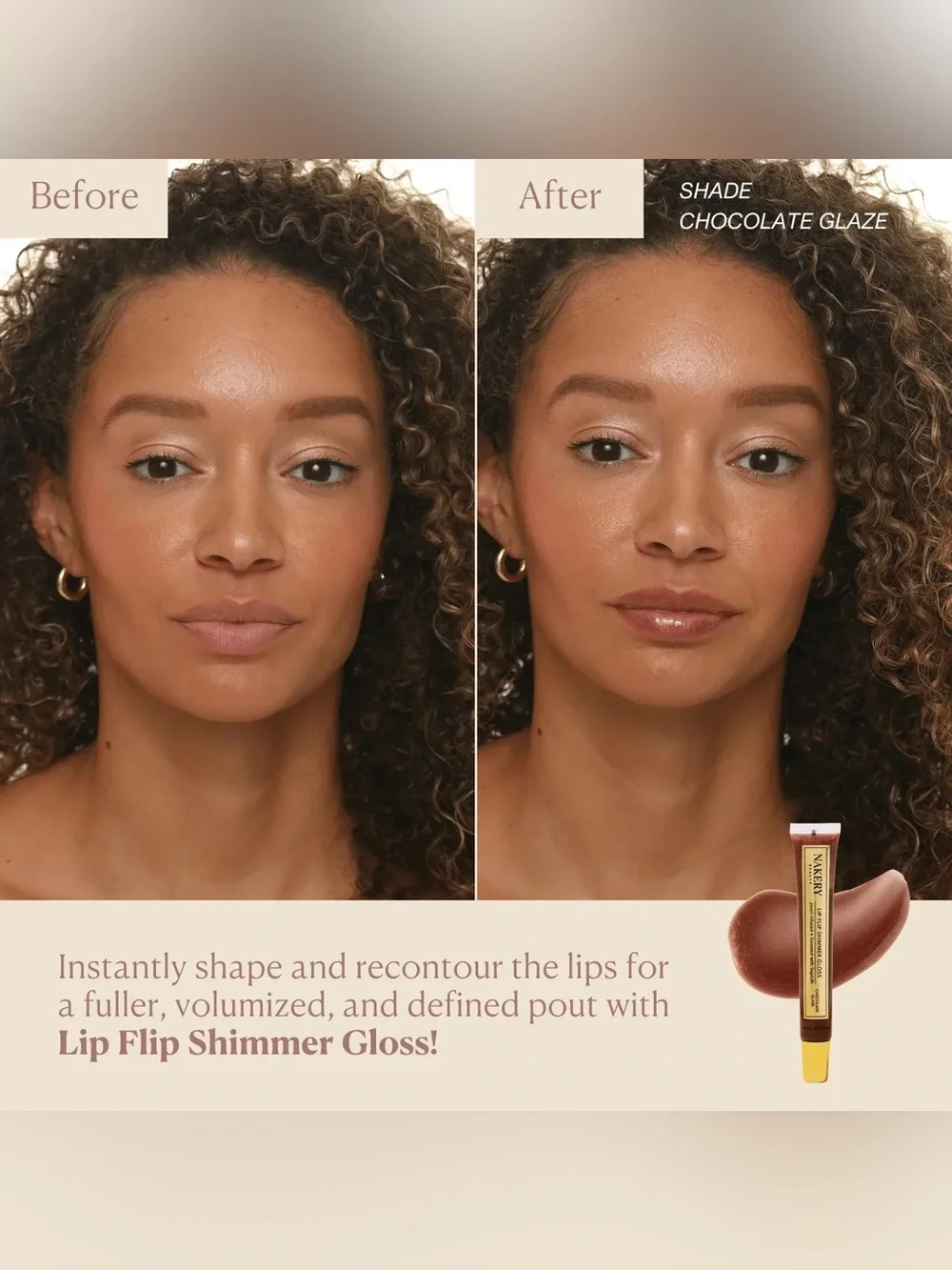 Nakery Beauty Lip Flip Shimmer Gloss - Chocolate Glaze